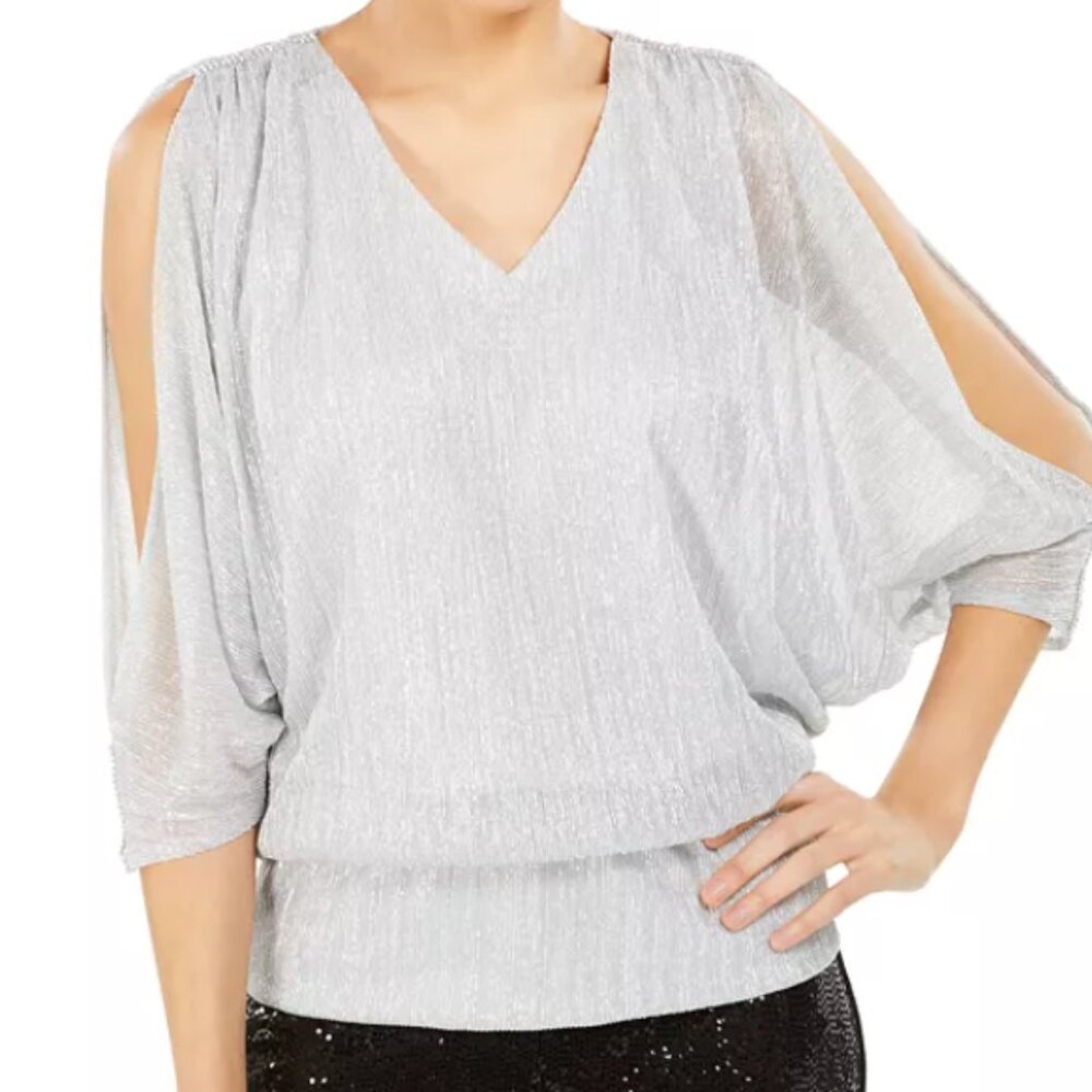 MSK Split-Sleeve Metallic Blouson top